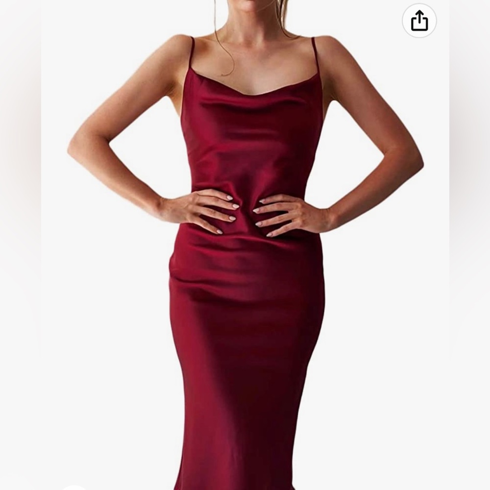 Women’s Sleeveless Spaghetti Strap Satin Dress